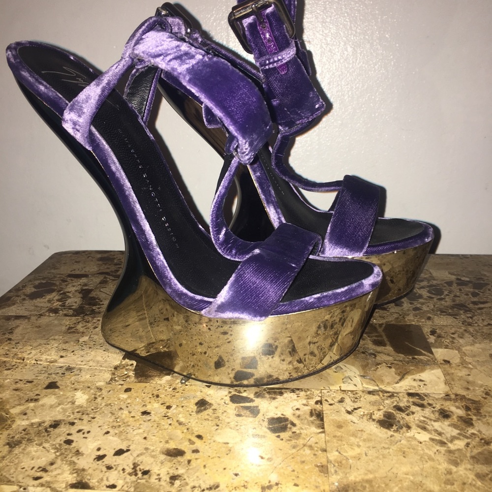 Giuseppe Zanotti Purple Velvet Sandals